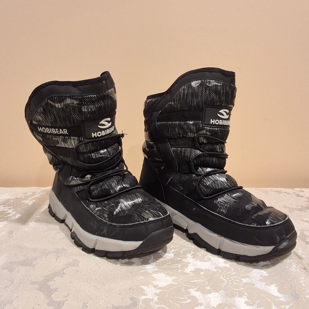 HOBIBEAR Kids Snow Waterproof Slip-Resistant Black Boots Size 6.5